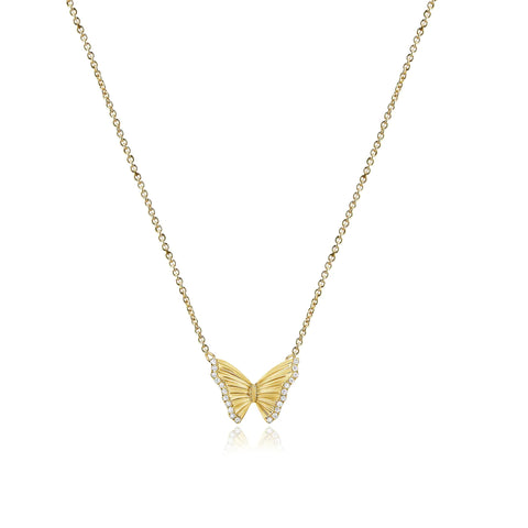 Striped Butterfly Diamond Necklace