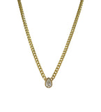 Bezel Pear Diamond Cuban Necklace