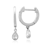 Dangling Bezel Diamond Pear Huggie