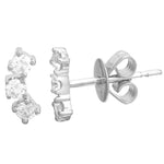 Curved Three Diamond Stud