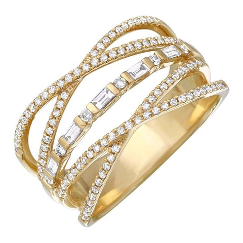 Double Twist Baguette Ring