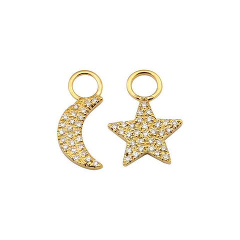 Large Moon Star Huggie Charms