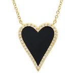 Stone Pave Modern Heart Necklace