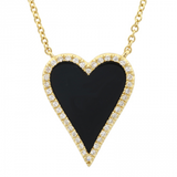 Stone Pave Modern Heart Necklace