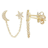 Moon and Star Chain Studs