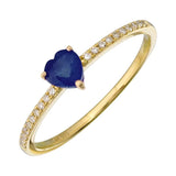 Petite Gemstone Heart Pave Ring