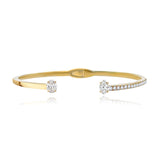 Two Diamonds Pave and Gold Cuff Bangle