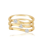 Three Line Multi Shape Diamond Ring