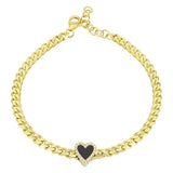 Pave Stone Heart Cuban Bracelet