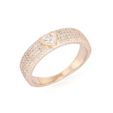 Solitaire Heart Thick Pave Ring