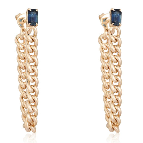 Emerald Cut Gemstone Cuban Chain Earring