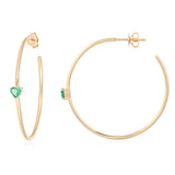 Solitaire Emerald Heart Gold Hoops