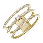 Center Baguette Three Pave Row Ring