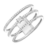 Center Baguette Three Pave Row Ring