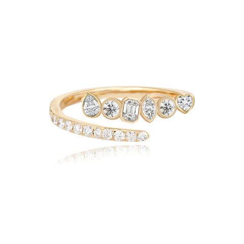 Swirl Pave Multi Shape Diamond Ring