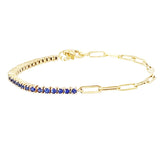 Half & Half Gemstone Tennis Paperclip Bracelet