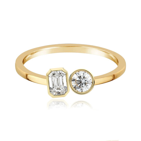 Two-Diamond Bezel Gold Ring