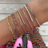 Half & Half Gemstone Tennis Paperclip Bracelet