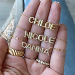 Large Pave Initial and Gold Name Necklace