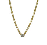 Bezel Emerald Cut Diamond Cuban Necklace