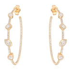 Multi Shape Pave Hoop Earrings