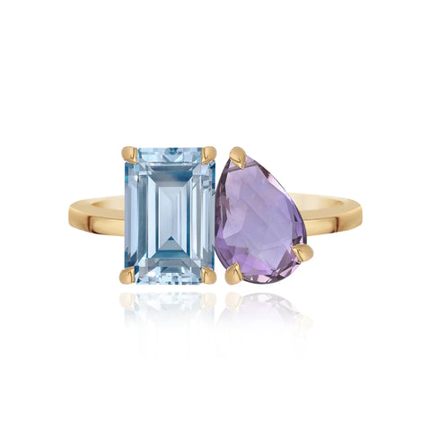 Medium Two-Gemstones Ring