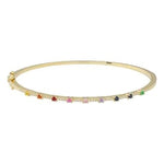 Thin Gemstone Segment Diamond Bangle