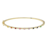 Thin Gemstone Segment Diamond Bangle