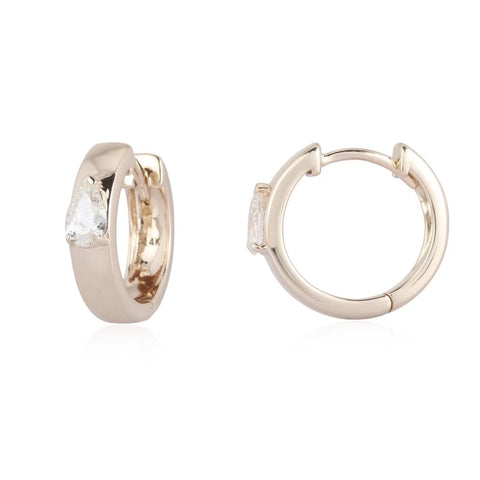 Solitaire Diamond Small Thick Gold Hoops