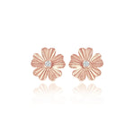 Striped Flower Center Diamond Earrings