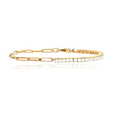 Half and Half Diamond Tennis Paperclip Bracelet