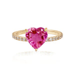 Large Gemstone Heart Pave Ring