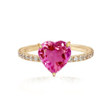 Large Gemstone Heart Pave Ring