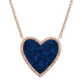 Large Pave Outline Stone Heart Necklace