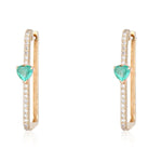 Solitaire Emerald Heart Pave Square Hoops