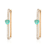 Solitaire Emerald Heart Pave Square Hoops