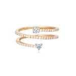 Two Solitaire Diamond Triple Pave Swirl Ring