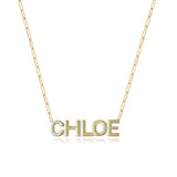 Large Pave Initial and Gold Name Necklace