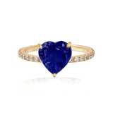 Large Gemstone Heart Pave Ring