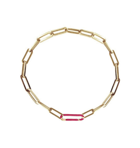 Large Enamel Clasp Paperclip Bracelet