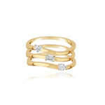 Three Line Multi Shape Diamond Ring