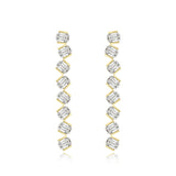 Tilted Emerald Cut Diamond Drop Earrings