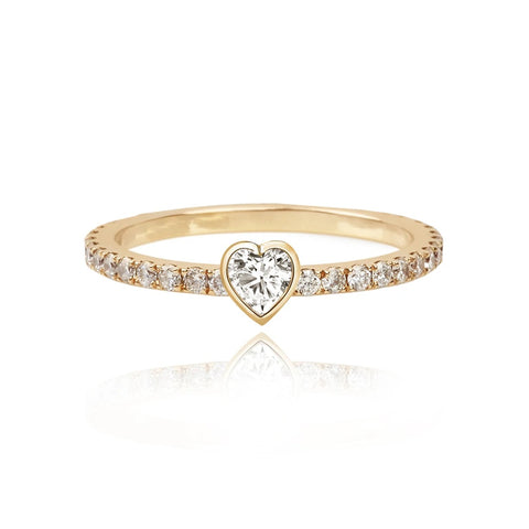 Solitaire Bezel Diamond Pave Ring