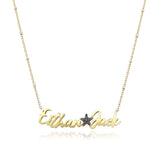 Two Gold Names and Charm Necklace