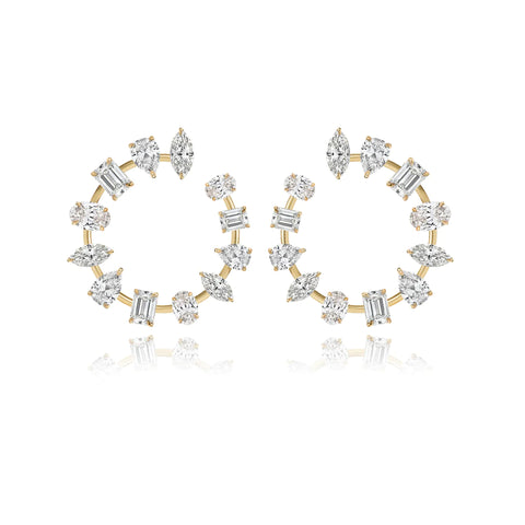 Medium Multi Shape Diamond Round Swirl Earrings