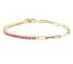 Half & Half Gemstone Tennis Paperclip Bracelet