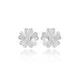 Striped Flower Center Diamond Earrings