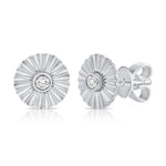 Striped Round Center Diamond Earrings