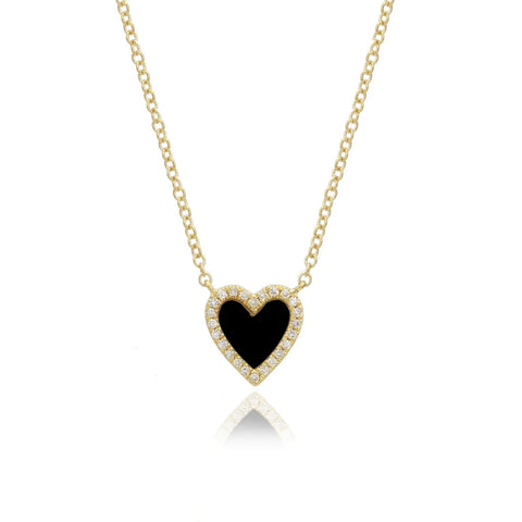 Small Pave Outline Stone Heart Necklace