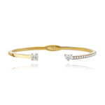 Two Diamonds Pave and Gold Cuff Bangle